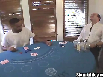 Unnatural role play: Husband & Wifey deepthroating and making out a blonde insidious slut, Skunk Riley, who loves to drag inflate and