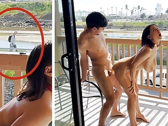 Watch Hailey Rose & Max Fills get their tight pussies filled and creamed in public