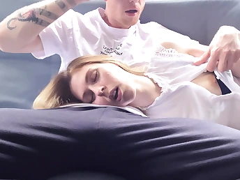 Step-mom's mouth filled with cum by naughty stepson