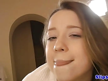 Super-fucking-hot youthfull honey in stockings blows elderly fellow's spunk-pump pov point of view