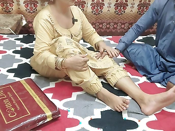 Desi Stepmom with natural pair fucks her hubby's pal in doggy style while he watches in Hindi audio