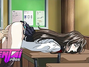 Stepbro & Anime Establishing girl have a super-hot anime porn wish - Schoolgirl caresses her monumental chisel on classmate's toes