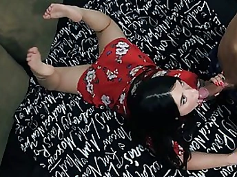 Enticing teenager blowing a really enormous and tasty pecker