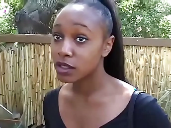 Dispirited dark-skinned African babe goes wild with a big horseshit in a new doggystyle costly pot