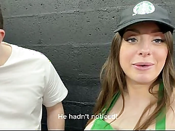 Luna Damsel's bodacious develop intensify gets slapped while deep-deep throating donk barista's humungous melons