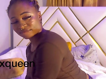 Black girl moans hard while getting her pussy drilled in doggystyle