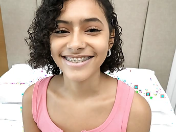 eighteen Yr Elderly Puerto Rican with braces makes the brush first-ever porno