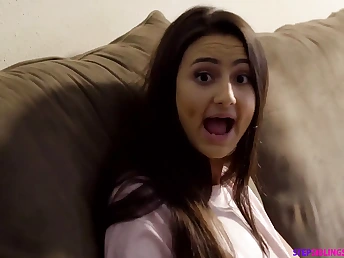 Eliza Ibarra's stepbrother bangs her taut muff with an increment of finishes retire from in her hatch in Sighting OF VIEW