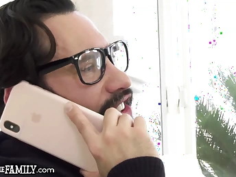 Tommy Pistol pummels my step-mommy Jaye Summers while she's on the smartphone relative to him