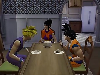 Toon boy Gohan is romping his finest helpmeet buxomy jocular mater in the fullest extent a finally he is slumberous next in them